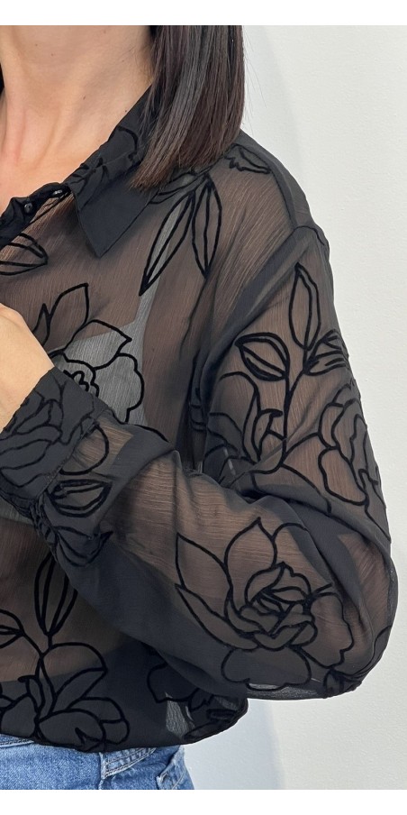 Camicia semitrasparente con motivo floreale Vila art:14119698