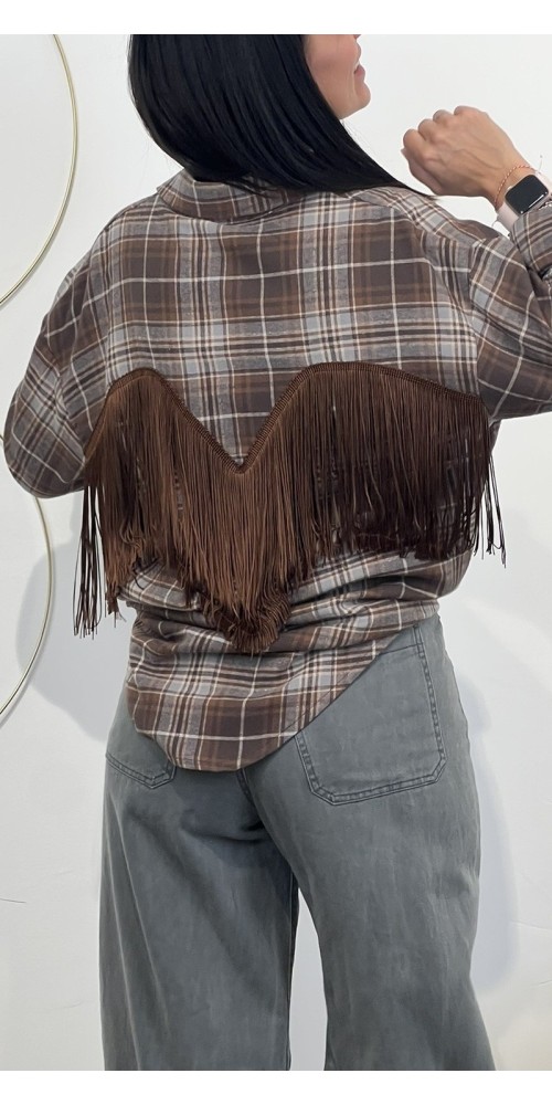Camicia oversize a quadri con frange Motel Art:27C6304