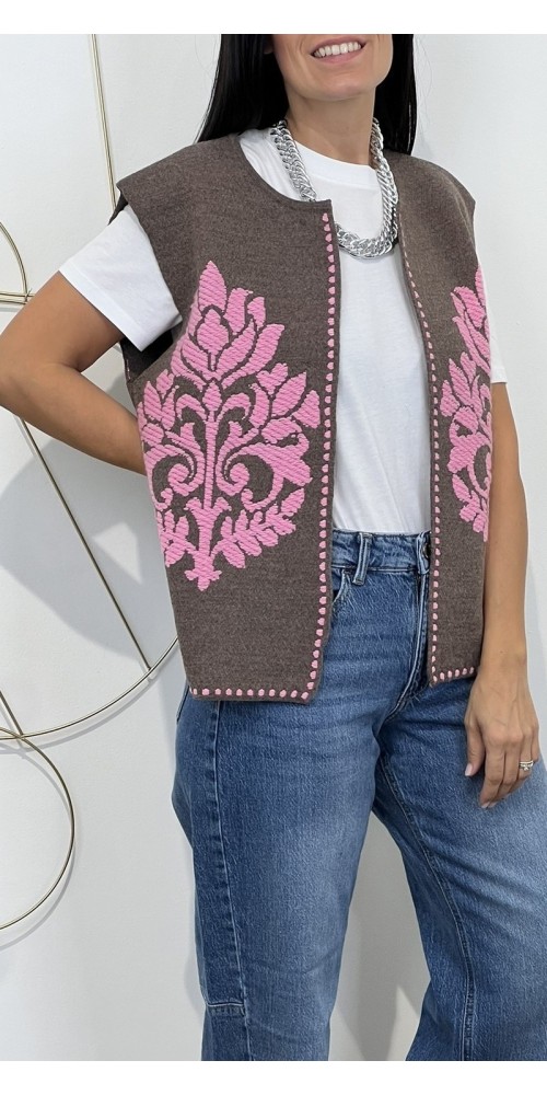 Gilet in maglia ricamo floreale Tensione In Art:W6HMG35A