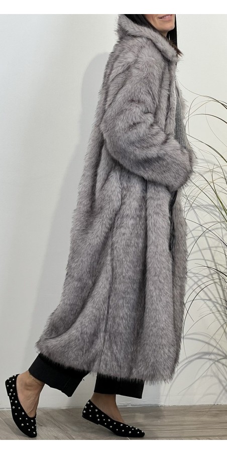 Eco-pelliccia lunga color grigio mélange Pieces Art:17167000