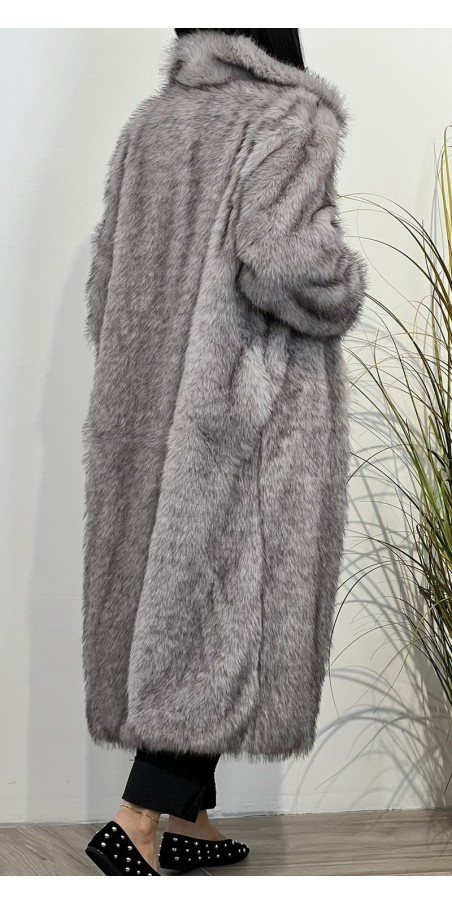 Eco-pelliccia lunga color grigio mélange Pieces Art:17167000
