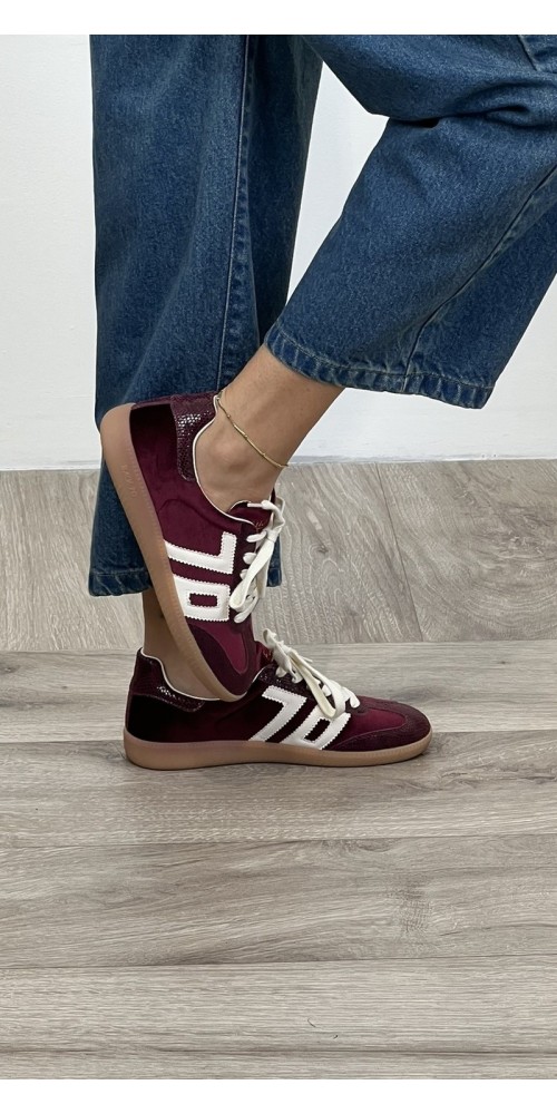 Sneakers velluto bordeaux e pitone Back70 Art:108005 CLOUD