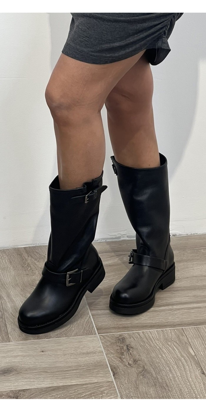 Stivale Biker in pelle nera LuisAnne Art:VALERY