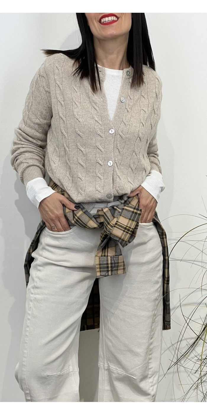 Cardigan giro con treccia diNadì Art:Genny