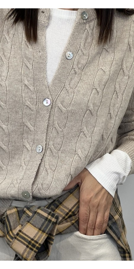 Cardigan giro con treccia diNadì Art:Genny